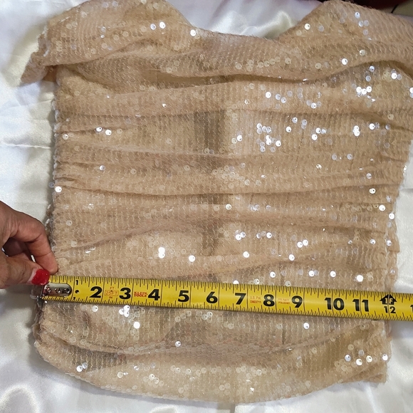 Strapless Sequin Dress - Tan - Picture 8 of 12